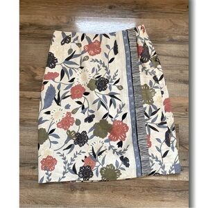 Liz Claiborne Linen Floral Patterned Skirt Fully Lined Size-6 EUC
